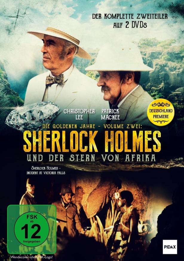 Das Cover des Films „Sherlock Holmes und der Stern von Afrika“ mit Christopher Lee und Patrick Macnee.