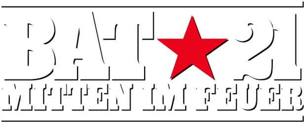 Das Logo des Films „Bat*21 – Mitten im Feuer“ mit einem roten Stern.