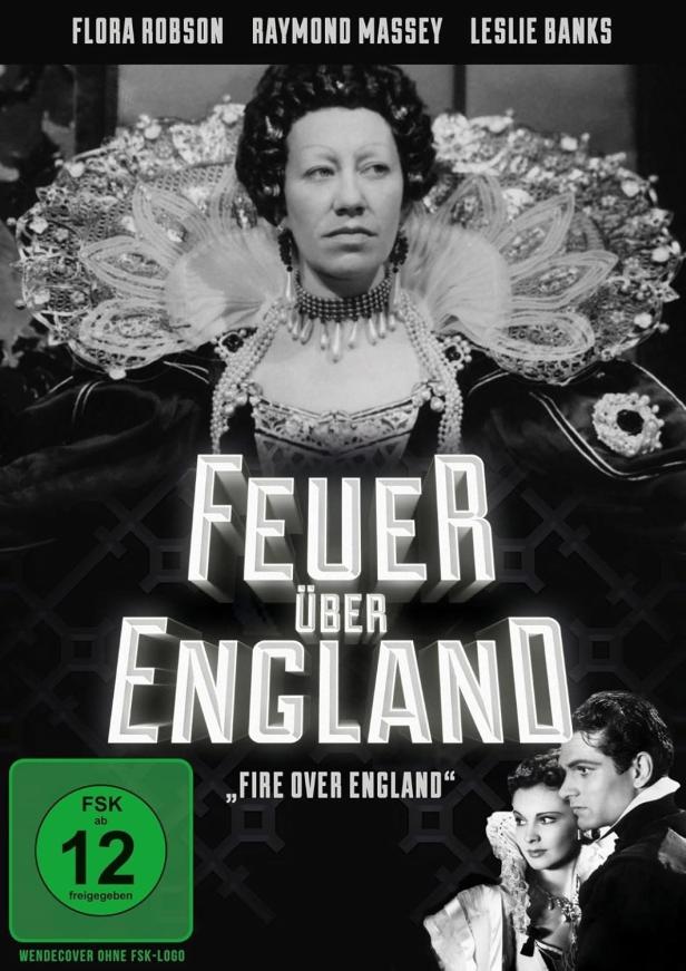 Das Filmplakat für „Feuer über England“ zeigt Flora Robson als Elisabeth I..