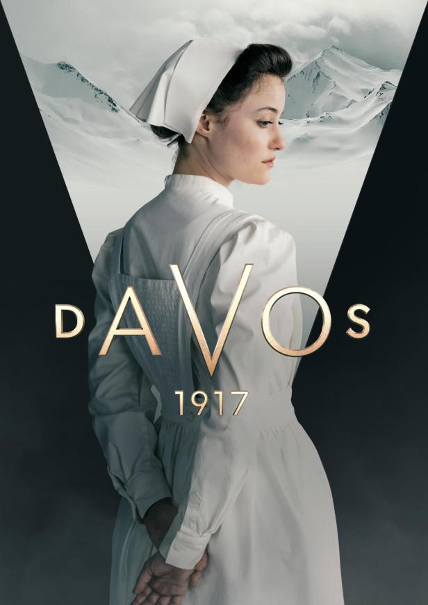 Das Poster für „Davos 1917“ zeigt eine Krankenschwester vor einer Bergkulisse.