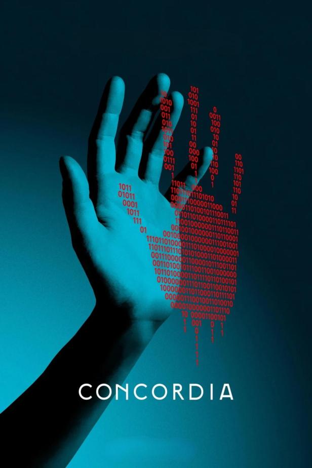 Das Cover von „Concordia“ zeigt eine Hand, die mit binärem Code überlagert ist.