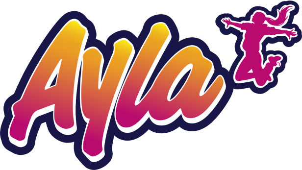 Das Disney-Logo „Ayla“ mit einer springenden Mädchensilhouette.