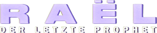 Das Logo für „Raël – Der letzte Prophet“ in lila Schrift auf schwarzem Hintergrund.