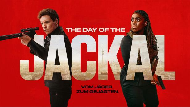 Ein Mann mit einem Gewehr und eine Frau mit einer Pistole auf dem Filmplakat zu „The Day of the Jackal“.