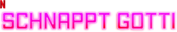Das Netflix-Logo und der Titel „Schnappt Gotti“ in pinkfarbener Neonreklame.
