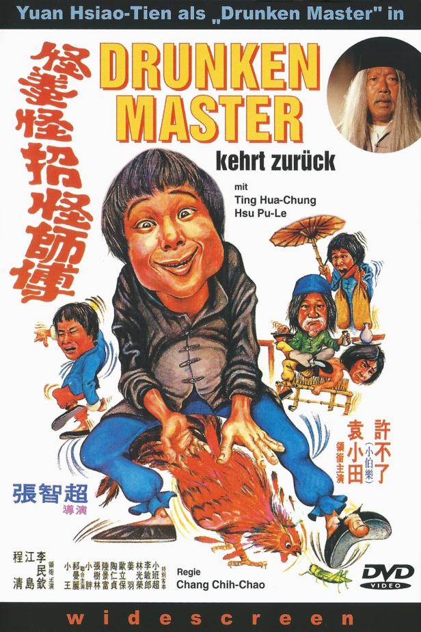 Das Filmplakat für „Drunken Master“ zeigt eine Karikatur von Yuan Hsiao-Tien.