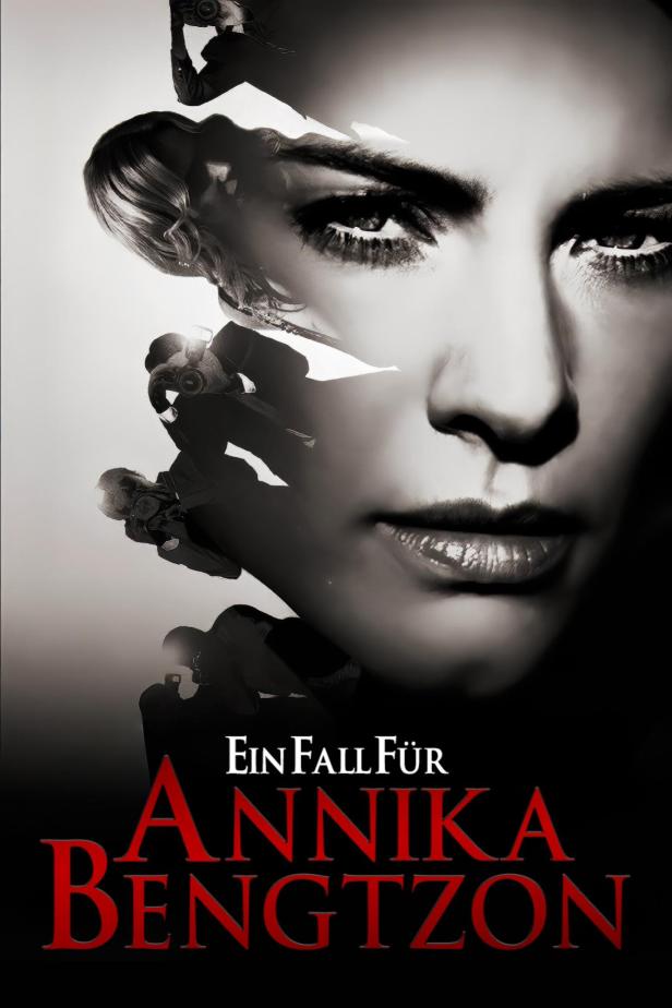 Das Cover von „Ein Fall für Annika Bengtzon“ zeigt das Gesicht einer Frau und Fotografen.