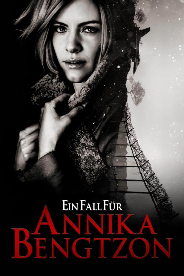 Das Cover von „Ein Fall für Annika Bengtzon“ zeigt eine Frau vor einer düsteren Landschaft.