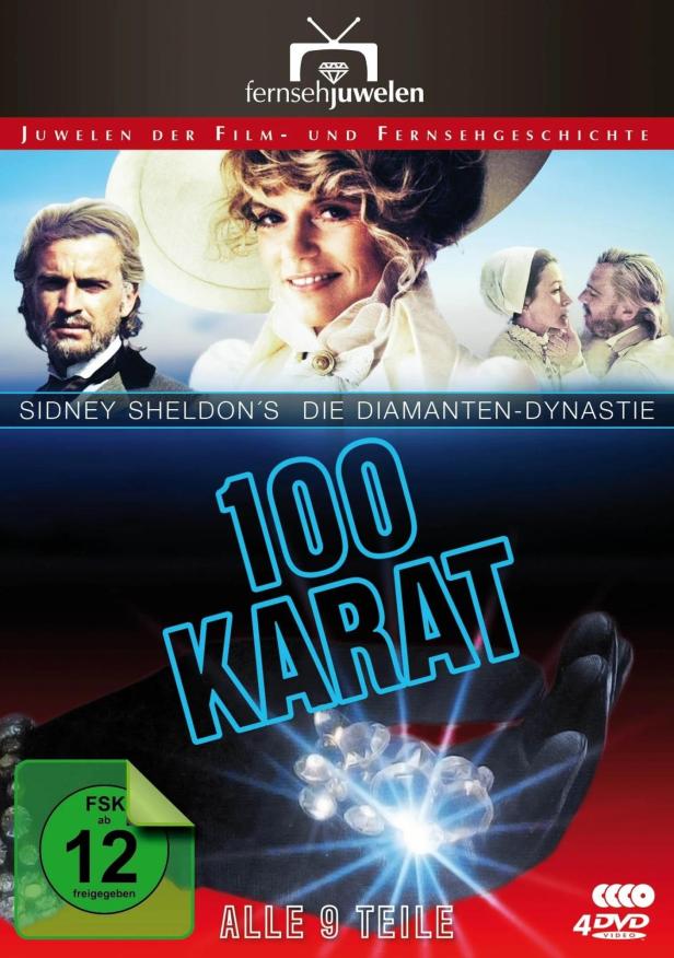 Das Cover der DVD „Sidney Sheldon's Die Diamanten-Dynastie: 100 Karat“ mit mehreren Schauspielern.