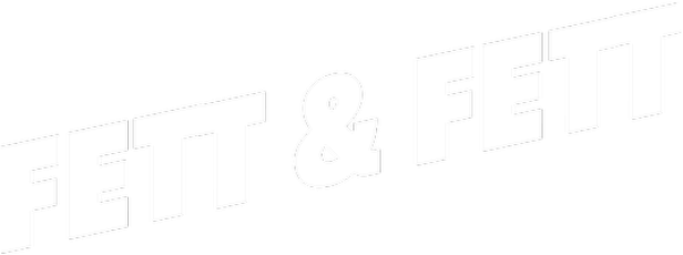 Das Logo von „Fett & Fett“ in weißer Schrift auf schwarzem Hintergrund.