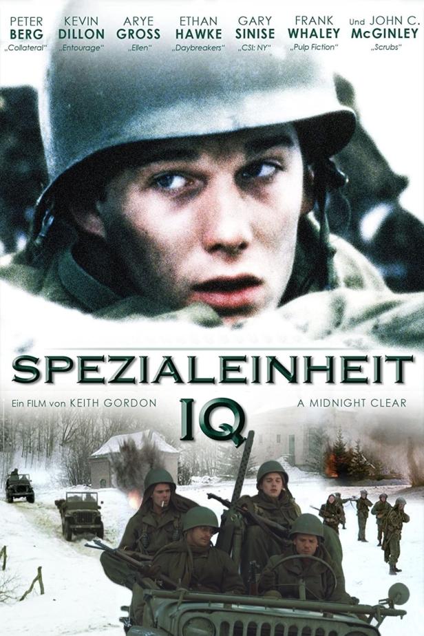Das Filmplakat für „Spezialeinheit IQ – A Midnight Clear“ zeigt Soldaten im Zweiten Weltkrieg.