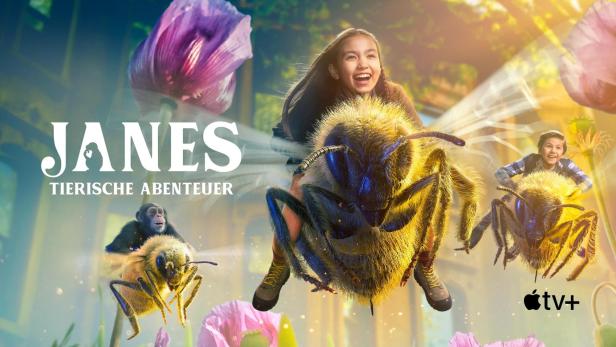 Kinder reiten auf Bienen in der Serie „Janes tierische Abenteuer“.