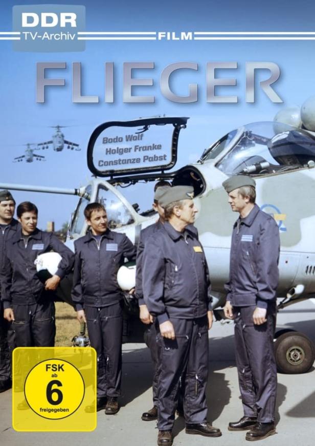 Das Filmplakat für den DDR-Film „Flieger“ mit Bodo Wolf, Holger Franke und Constanze Pabst.