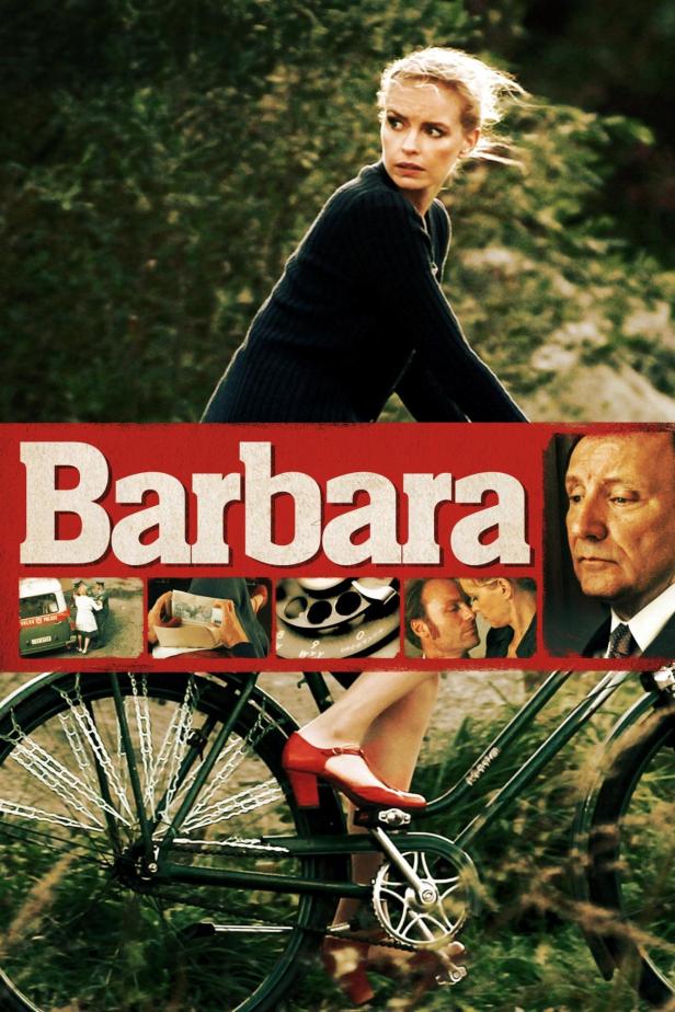 Das Filmplakat für „Barbara“ zeigt eine Frau auf einem Fahrrad.