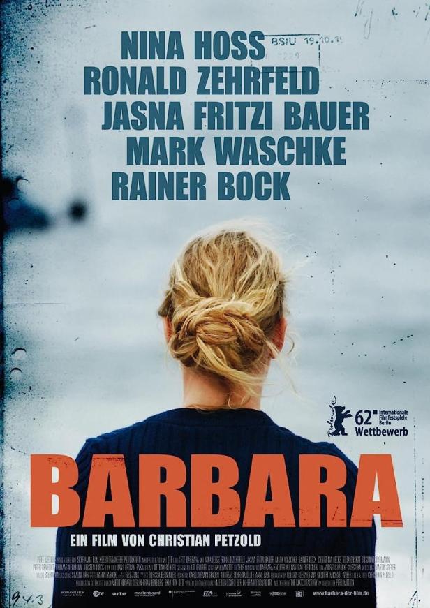 Das Filmplakat für „Barbara“ mit Nina Hoss, Ronald Zehrfeld und Jasna Fritzi Bauer.