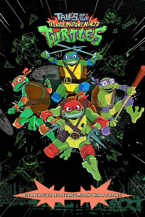 Das Poster für „Die Abenteuer der Teenage Mutant Ninja Turtles“ zeigt die vier Schildkröten.