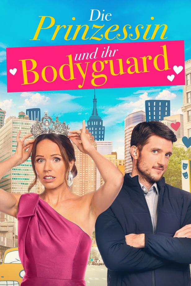 Das Filmplakat für „Die Prinzessin und ihr Bodyguard“ zeigt eine Frau mit Krone und einen Mann vor einer New Yorker Skyline.