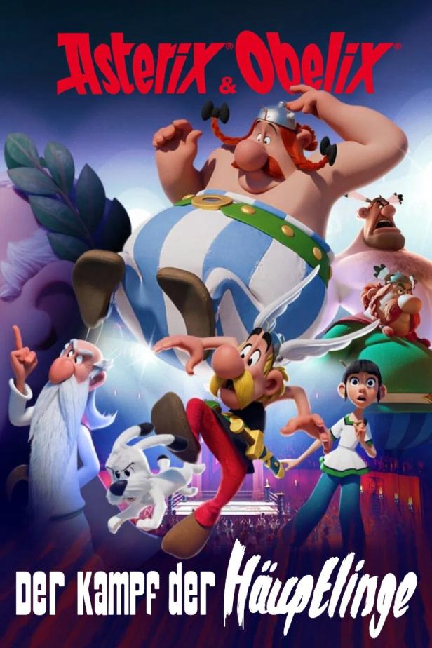 Das Filmplakat für „Asterix & Obelix – Der Kampf der Häuptlinge“ zeigt die animierten Charaktere.