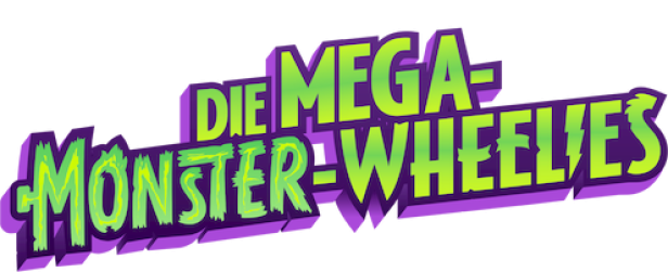 Das Logo für „Die Mega-Monster-Wheelies“ von Universal und Dreamworks.