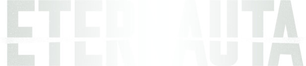 Der Titel „Eternauta“ in großen, weißen Buchstaben, durchzogen von einer Linie aus Punkten.