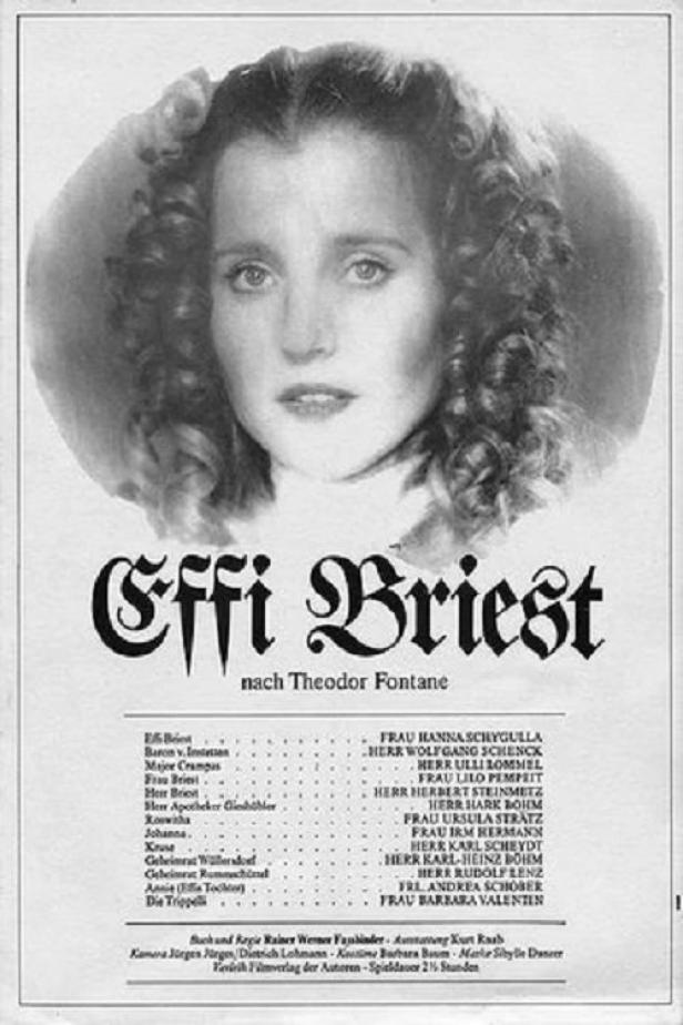 Ein Schwarzweiß-Poster für den Film „Effi Briest“ nach Theodor Fontane mit Hanna Schygulla.