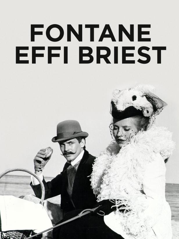 Schwarzweiß-Szene mit einem Mann und einer Frau aus dem Film „Fontane Effi Briest“.