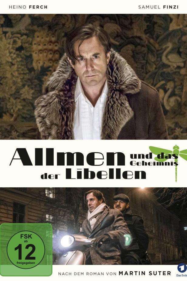 Das Filmplakat für „Allmen und das Geheimnis der Libellen“ mit Heino Ferch.