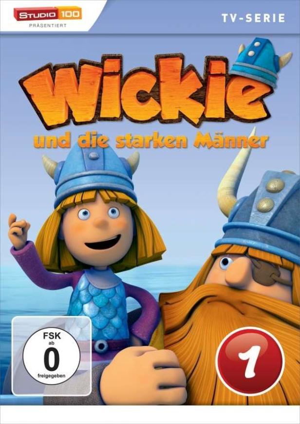 Cover der TV-Serie „Wickie und die starken Männer“ mit den animierten Figuren Wickie und einem Wikinger.