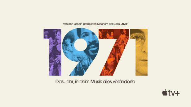 Das Filmplakat zu „1971: Das Jahr, in dem die Musik alles veränderte“ zeigt Musiker-Porträts in den Ziffern.
