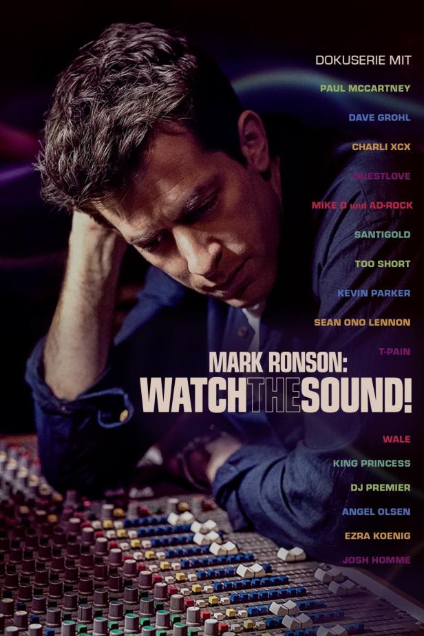 Das Poster der Dokuserie „Mark Ronson: Watch the Sound“ mit zahlreichen Musikern.