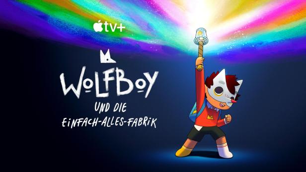 Ein animierter Wolfboy mit Maske hält eine leuchtende Fackel in die Höhe.