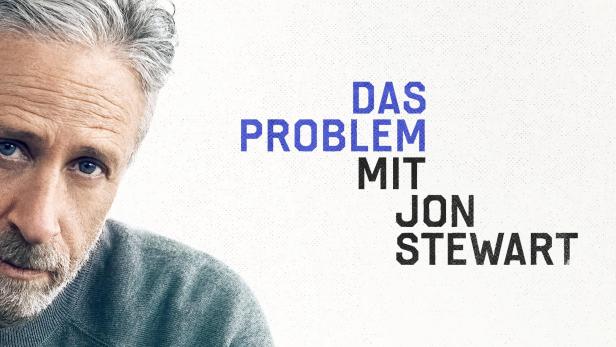 Das Key Visual für „Das Problem mit Jon Stewart“ zeigt Jon Stewart vor dem Titel der Sendung.
