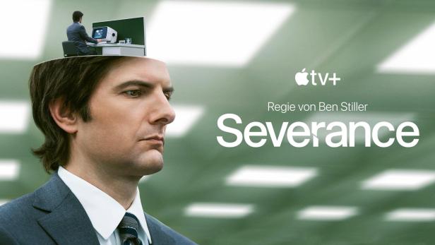 Das Poster für die Fernsehserie „Severance“ mit Adam Scott, bei der Ben Stiller Regie führte.