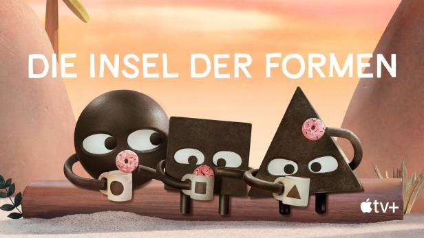 Szene aus der Serie „Die Insel der Formen“ auf Apple TV+ mit animierten geometrischen Figuren.