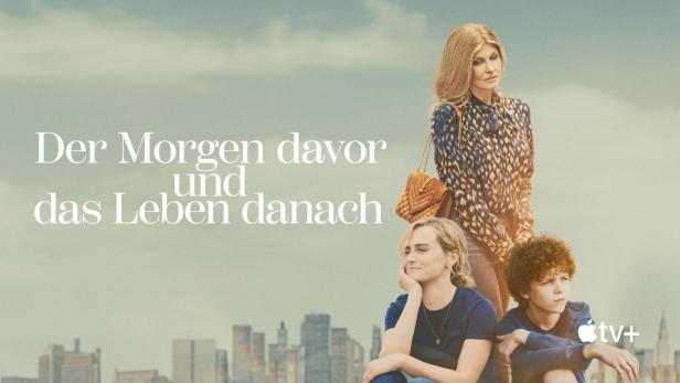 Das Filmplakat zu „Der Morgen davor und das Leben danach“ zeigt drei Personen vor einer Skyline.