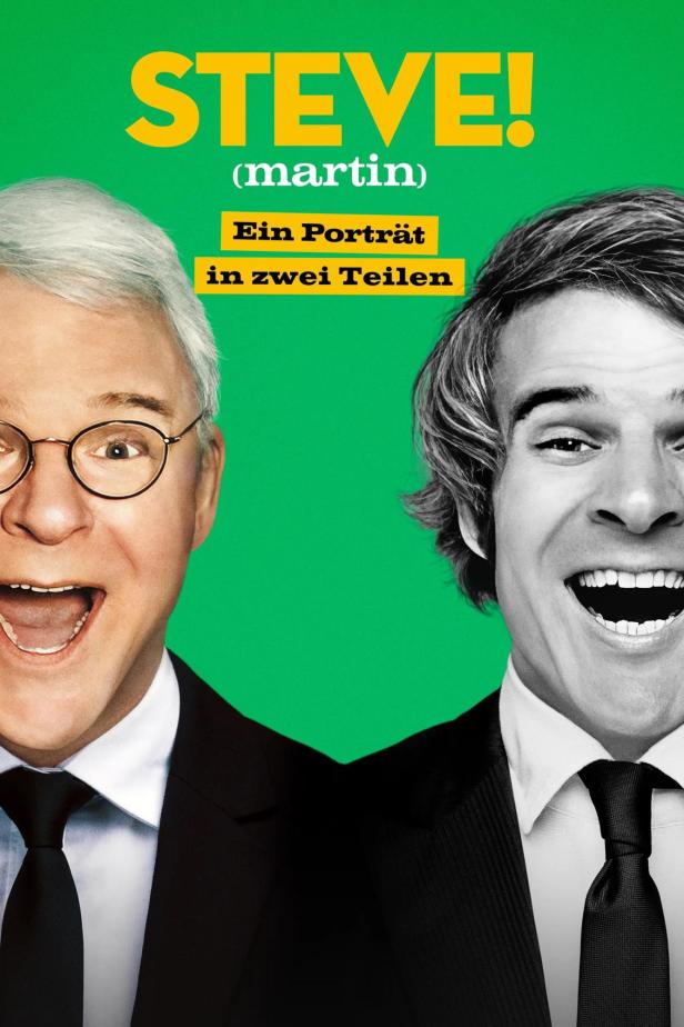 Das Poster für „Steve! (martin) Ein Porträt in zwei Teilen“ zeigt Steve Martin in zwei verschiedenen Altersstufen.