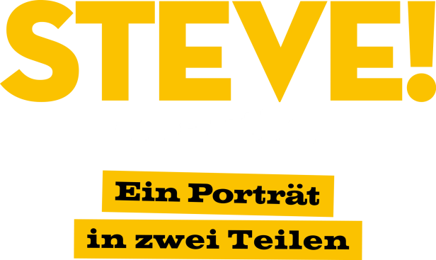 Das Cover zeigt den Titel „Steve! (martin) Ein Porträt in zwei Teilen“.