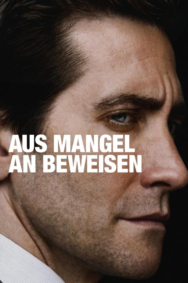 Das Gesicht von Jake Gyllenhaal mit dem Titel „Aus Mangel an Beweisen“.