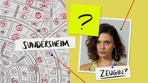 Eine Frau wird als Zeugin in Sundersheim gesucht, wie eine Karte und ein Fragezeichen andeuten.
