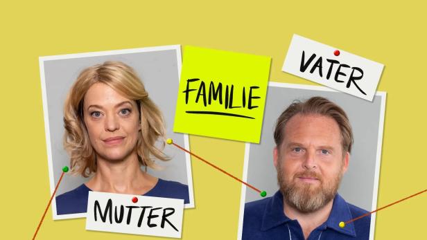 Eine grafische Darstellung der Familie mit Mutter und Vater, verbunden durch eine Linie.