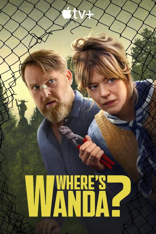 Das Filmplakat zu „Where’s Wanda?“ zeigt ein Paar mit Bolzenschneider vor einem Zaun.