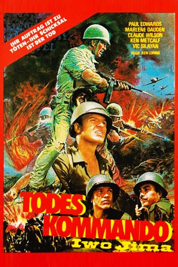 Das Filmplakat für „Todeskommando Iwo Jima“ zeigt Soldaten im Kampf.