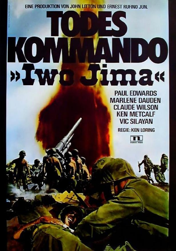 Das Filmplakat für „Todeskommando Iwo Jima“ zeigt Soldaten im Kampf.