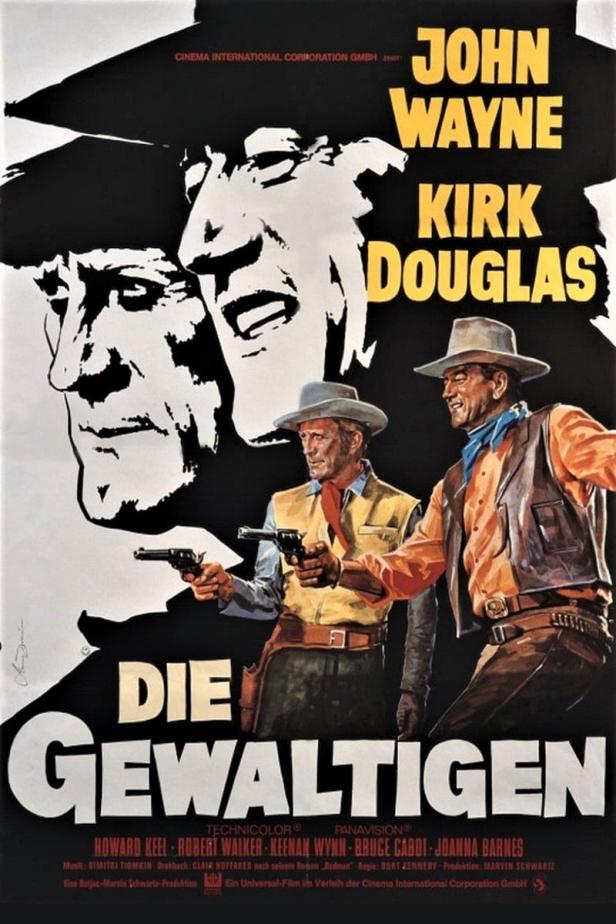 Das Filmplakat für „Die Gewaltigen“ mit John Wayne und Kirk Douglas.
