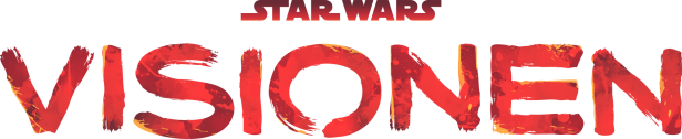 Das Logo für „Star Wars: Visionen“ in roter Farbe vor schwarzem Hintergrund.