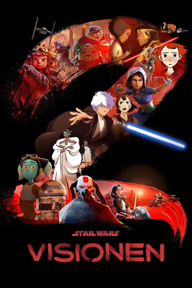 Das Poster für „Star Wars: Visionen“ zeigt verschiedene Anime-inspirierte Charaktere.