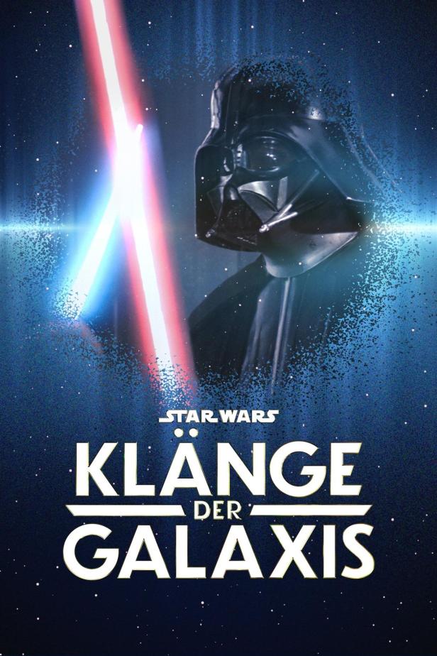 Darth Vader mit einem roten und einem blauen Lichtschwert auf dem Cover von „Star Wars: Klänge der Galaxis“.