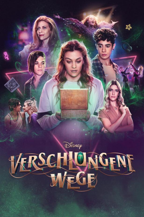 Das Filmplakat für „Verschlungene Wege“ zeigt eine Gruppe junger Schauspieler und eine geheimnisvolle Schatulle.