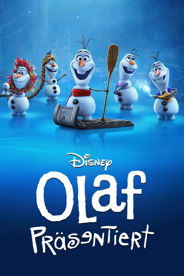 Das Filmplakat zu „Olaf präsentiert“ zeigt mehrere Olafs auf einem zugefrorenen See.