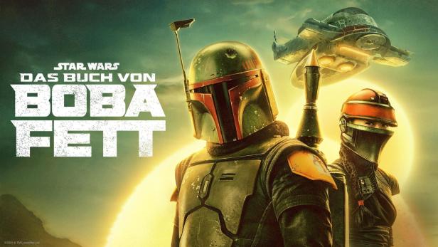 Das Poster für „Star Wars: Das Buch von Boba Fett“ zeigt Boba Fett und Fennec Shand vor einem Raumschiff.